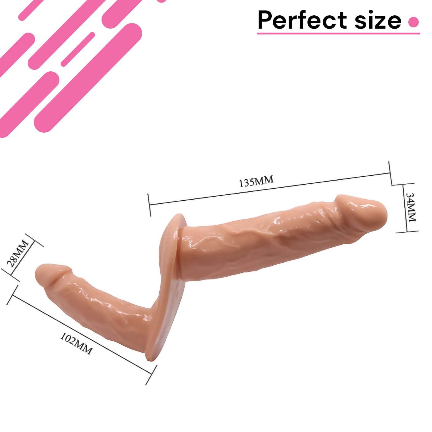 FOPS Doppio Dildo Strap On per Coppie Uomo Donna in ABS TPR Regolabile 13.5x3.4cm Esterno 10.2x2.8cm Interno Massimo Piacere Intenso Versatile Anale Gay Lesbica Pegging D42