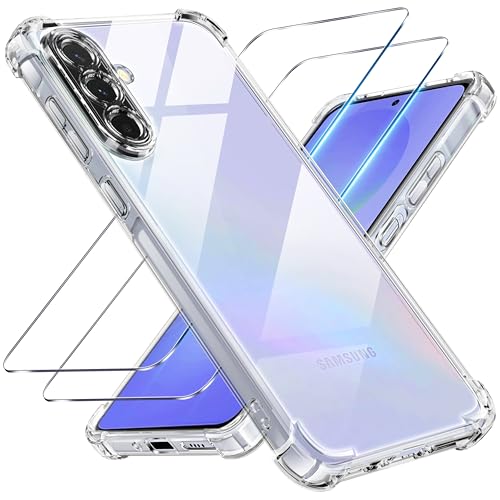 Tentoki for Samsung A36 Phone Case Samsung Galaxy A36 5G Case and 2 Screen Protector Clear Soft TPU Cover Shockproof Protective Prevents Yellowing Ultra-Slim Transparent