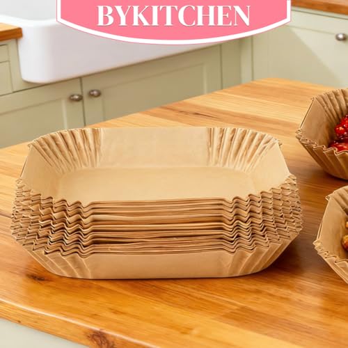 BYKITCHEN 100 Stück Backpapier für Ninja AF300EU Heißluftfritteuse, Air Fryer Zubehör, Airfryer Backpapier/Paper, kompatibel mit Ninja AF300EU AF400EU, Princess und anderen Dual Zone Air Fryer