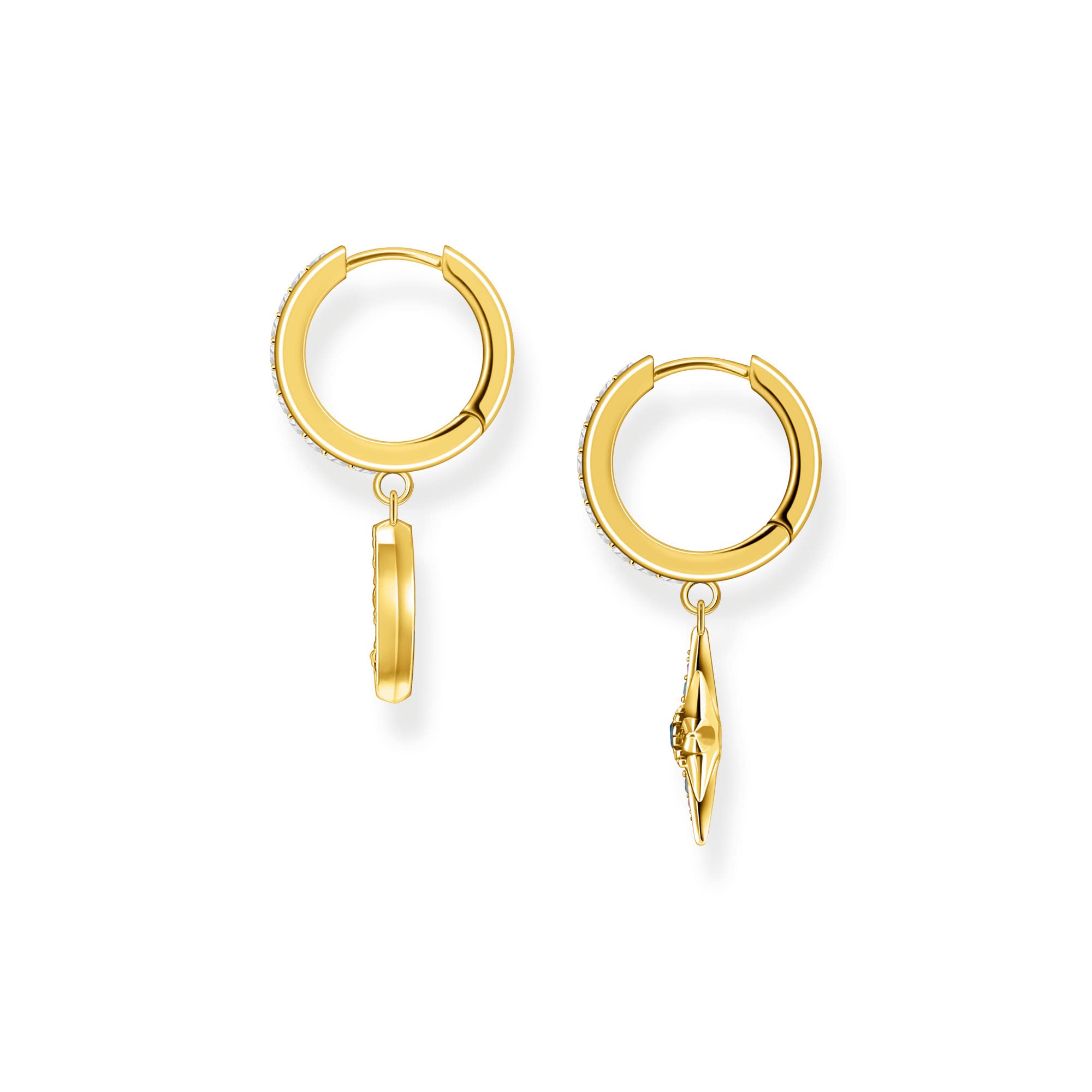 THOMAS SABO Creolen Royalty Stern & Mond gold 925 Sterlingsilber, 750 Gelbgold Vergoldung