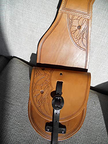 HUMAYL SADDLERY Horse Saddle Bag Western Cowhide Genuine Leather Equestrian Trail Tooling Carving Tooled Carved Pack Equipment Horse Saddle Bags Size: 10” L x 10” W x 3 ½” D inches, BAG139