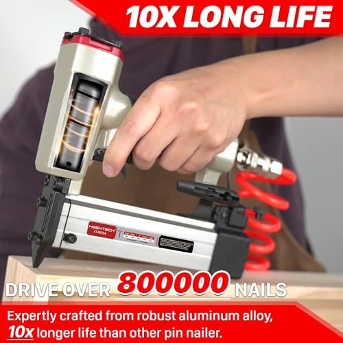 Image of KEENTECH Pneumatic Pin Nailer 23 Gauge, Pin Nail Gun with 2160pcs 1 /2 inch to 1-3 /8 inch Pin Nails, Headless Air Micro Pinner with Dual Safety Trigger for Cabinets, Interior Decoration, Windows, Craft