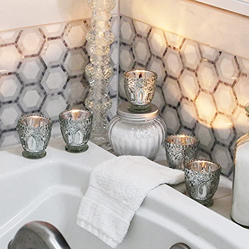 Lillian Rose Silver Metallic Cut Glass Votive or Tea light Candle Holders Set of 6, 2.75"x2.75"x3",CA950 S by Lillian Rose - Image 3
