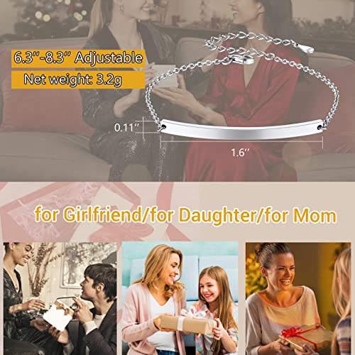 Prosilver Stackable Id Bar Name Customizable Bracelets For Women Jewlery Girls Womens Sterling Silver Adjustable Bracelet #TOP5
