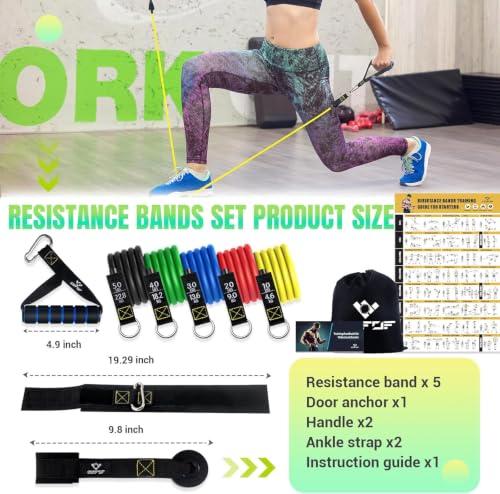 Image of Resistance Bands with Handles for Women, 5 Level Exercise Bands