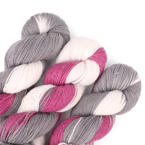 Image of Katech 3 Pack Wool Yarn for Crocheting-Sock Yarn for Knitting-Magenta