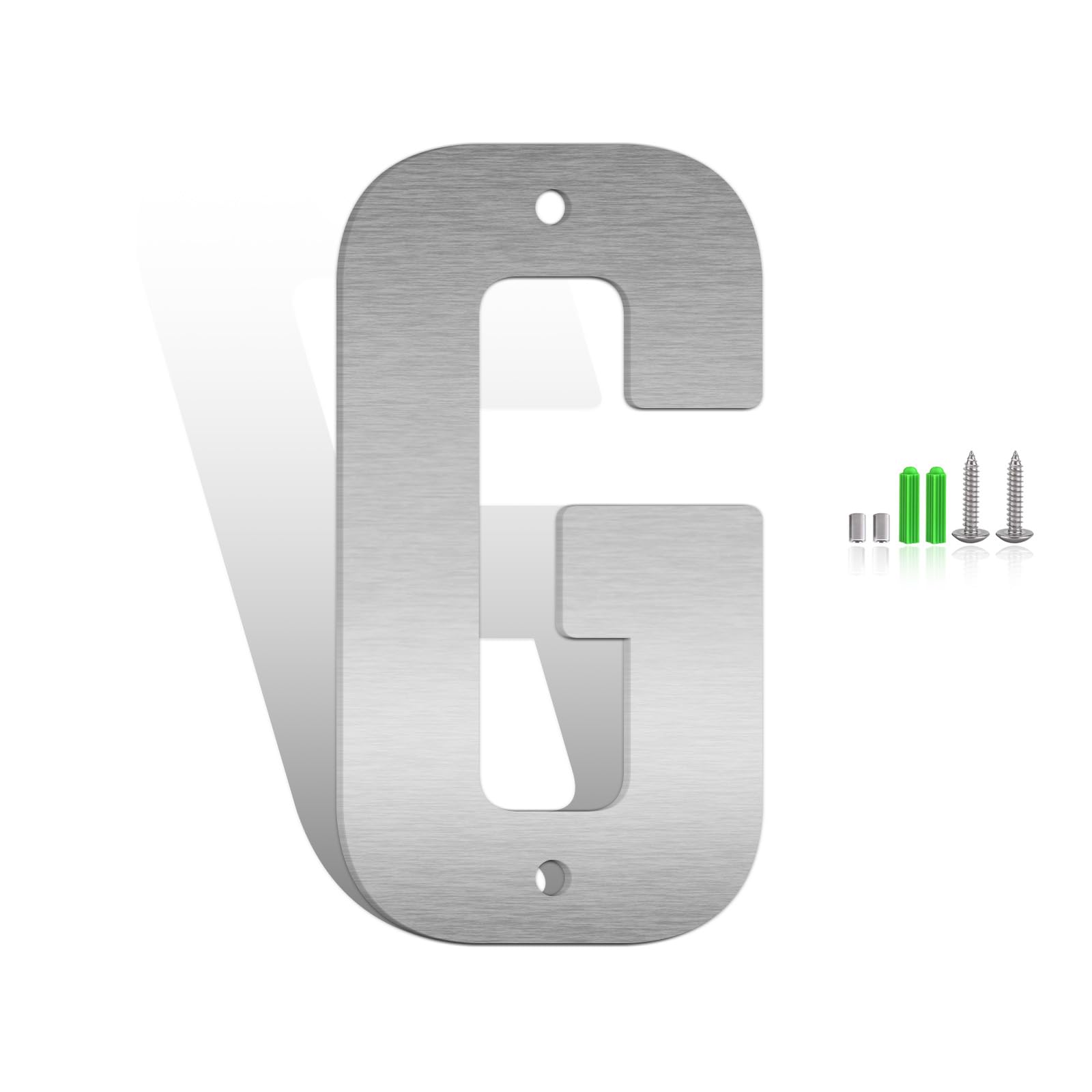 5 Inch Stainless Steel Metal Floating Door Numbers, Silver Metal Letters, Modern Metal House Numbers, Metal Mailbox Numbers and Letters, Stainless Steel House Address Letters and Numbers (G)