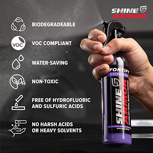 SHINE ARMOR Fortify Quick Coat Pkw-Wachsspray Politur Auto - 3 in 1 Wasserabweisender Auto Reiniger, Auto Politur und Glanz - Polymer-Lackschutz Keramikversiegelung Auto (8oz)