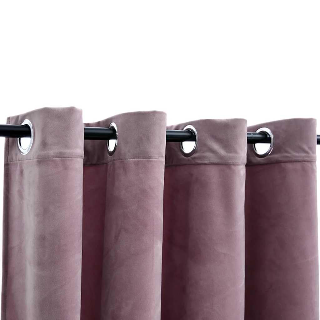 Verdunkelungsvorhänge mit Ösen 2 Stück Samt Antik-Rosa 140x245 cm Blickdicht für Wohnzimmer Schlafzimmer mit Metallringen als Sichtschutz und Sonnenschutz