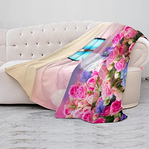 Couverture microfibre fleurie haut de gamme jeté de lit imprimé