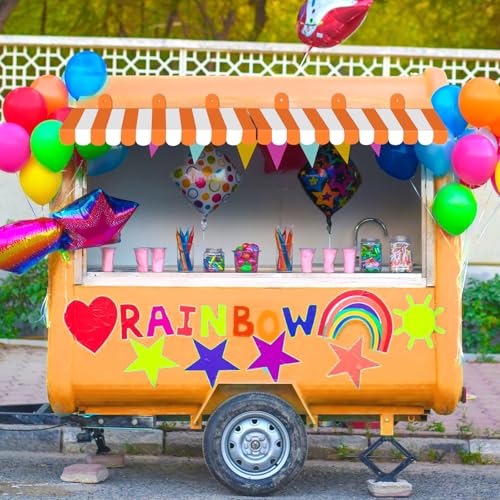 Image of 2 Piece Circus Awning Decoration 3D Carnival Tent Awning Wall Decorations for Circus Theme Party, Carnival Stand, Party Favors Supplies (Orange and White)