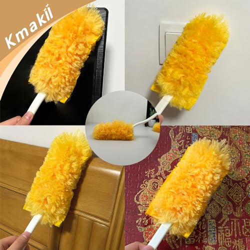 Image of KMAKII 360 Duster Refill Disposable Duster Refills Heavy Duty Duster Refills Unscented Duster Heads 30 Count-Yellow