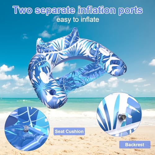 Korlon Inflatable Pool Floats, 2 Pack Adult Pool Float Chair with Cup Holders & Handles - image 7