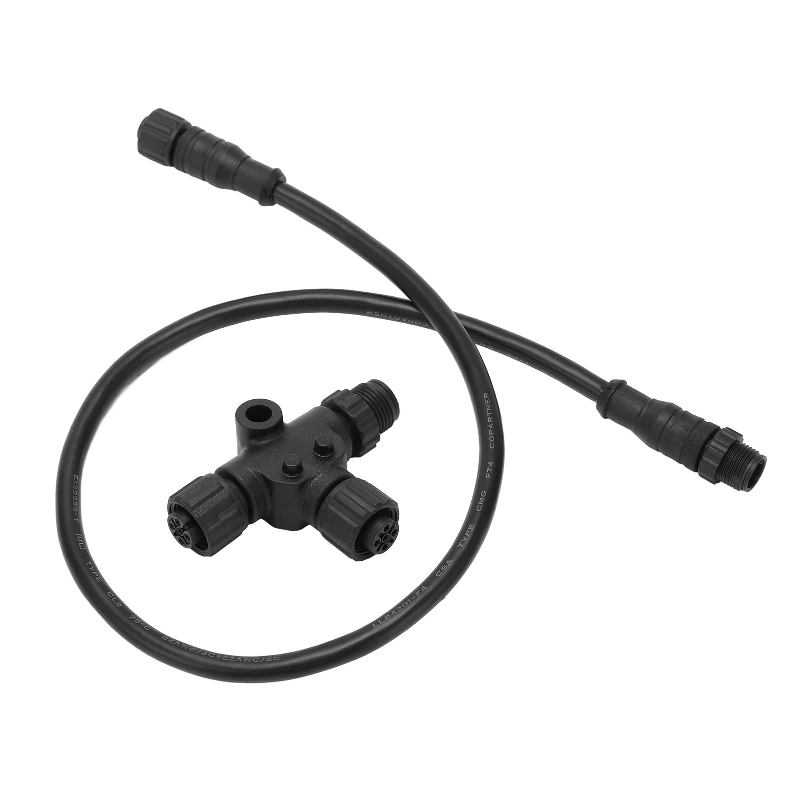 5 pines M12 0 5m Cable Troncal de Caída NMEA 2000 Conector en T Multipuerto Impermeable de Rosca Velocidad Rápida para Accesorios de Marina para redes Lowrance,Simrad,Navico