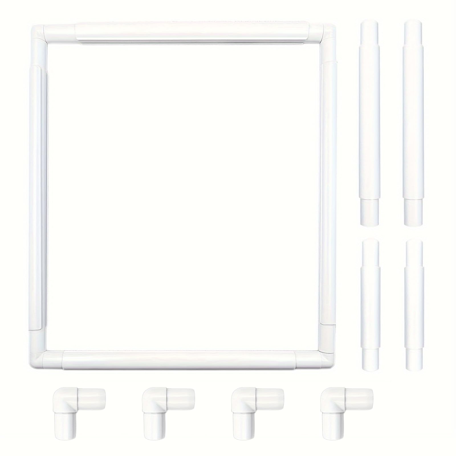 HAND U JOURNEY 2 Sets Universal Clip Frame Set – Square & Rectangle Plastic Frames (17"x17" & 11"x8") for Embroidery, Quilting, Cross-Stitch, Punch Needle, Silk Painting (Also Use as 17"x11")