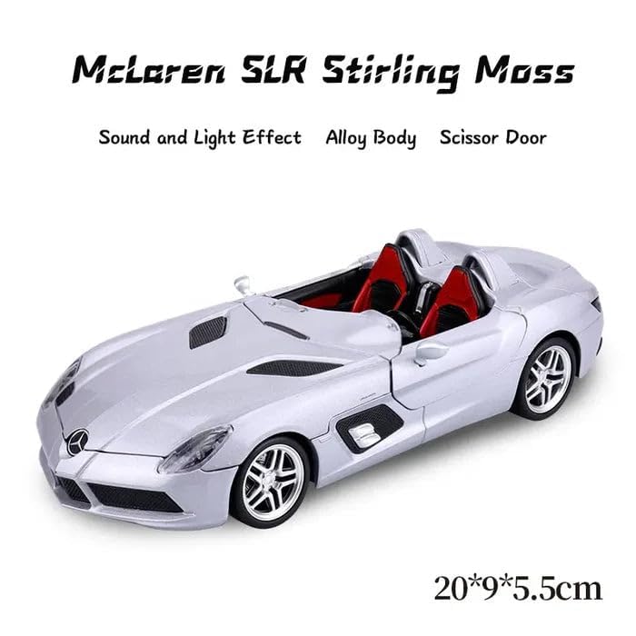 Image of Alokik Enterprise Compatible for 1:24 Mercedees-Benz SLR Toy Car Model, Diecast Collectible Pull Back Model Car with Sound and Light, Toy Gift Vehicles for Adults Kids Boys Girls【Color As Per Stock】