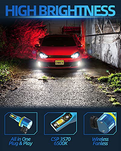 Dmex H11 H8 H16 Led Fog Light Bulbs, 6500K Cool White 5000 Lumens, Non-Polarity Fog Light Replacement Bulbs, Pack Of 2 #TOP3