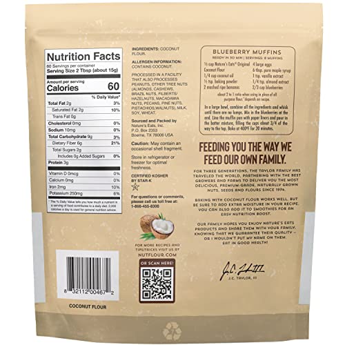 Nature’s Eats Coconut Flour 32 oz - 100% Organic Fine Coconut Flour - Gluten Free, Keto, Vegan Baking Ingredient - Non-GMO, High Fiber - Grain Free Substitute for Healthy Recipes (Pack of 2) image 5