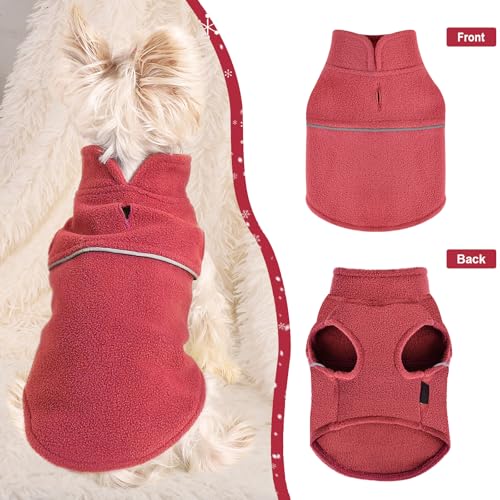 Image of Dog Clothes for Small Dogs Fleece Vest Dog Sweater Boy Girl, Warm Pullover Fleece Doggie Jacket, Winter Pet Ourfit Chihuahua Sweater - Yorkie Clothes, Red, M