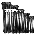 Highwings – 200 Stück Kabelbinder Schwarz Set,100/150/200/300 mm(je 50 S