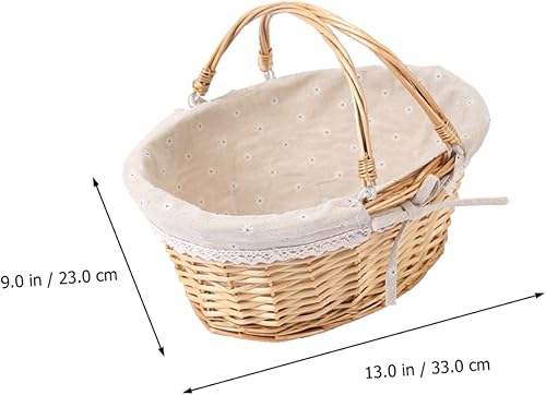 Miniatura 6 de Yardwe Cesta de mimbre para picnic, cesta de cosecha, cesta de flores decorativa, cesta de tejido de sauce, cesta de almacenamiento de sauce chino