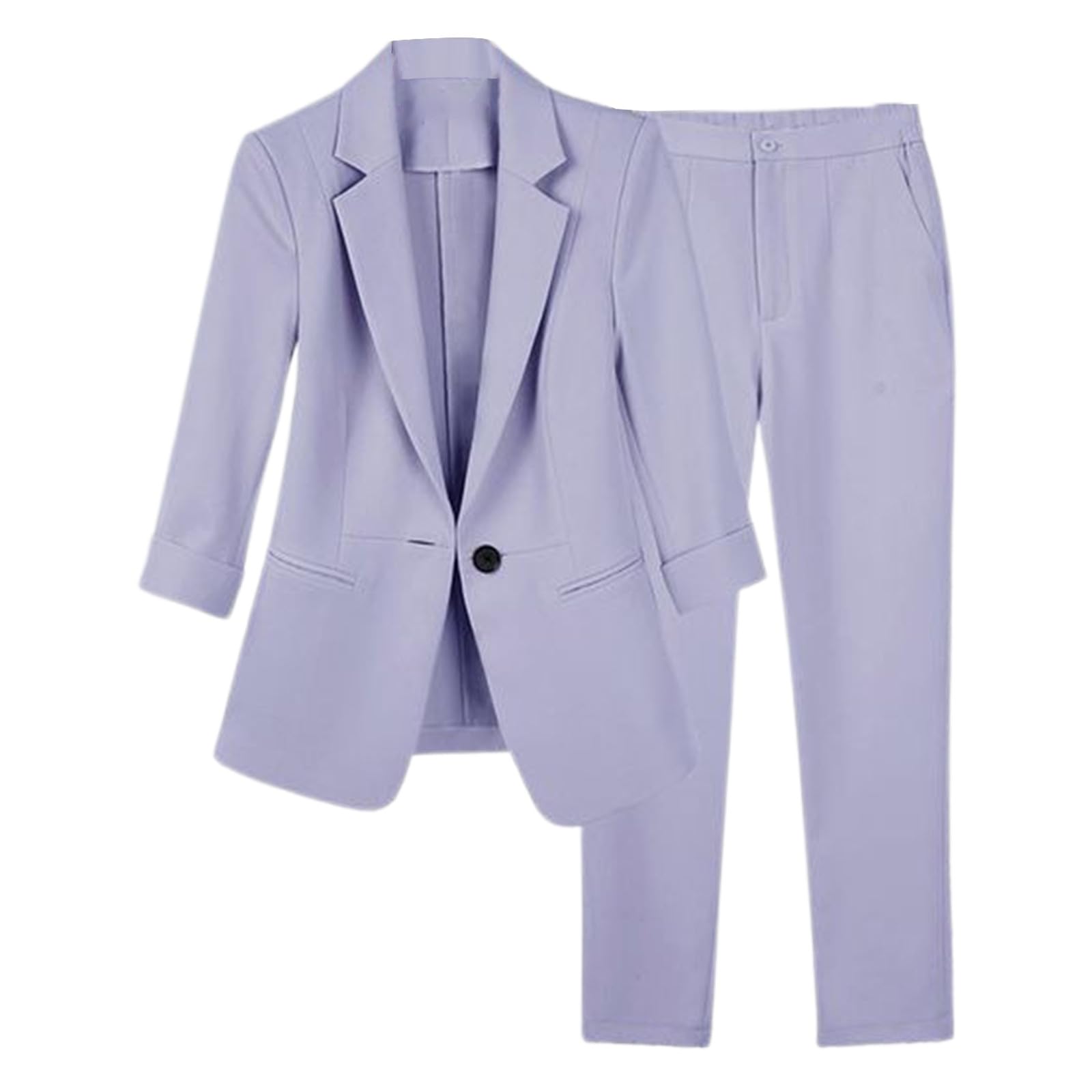 MaNMaNing Completo Business Donna con Giacca e Pantaloni per Ufficio o Cerimonie Stile Professionale ed Elegante con Maniche Tre Quarti per Donne Lavoratrici