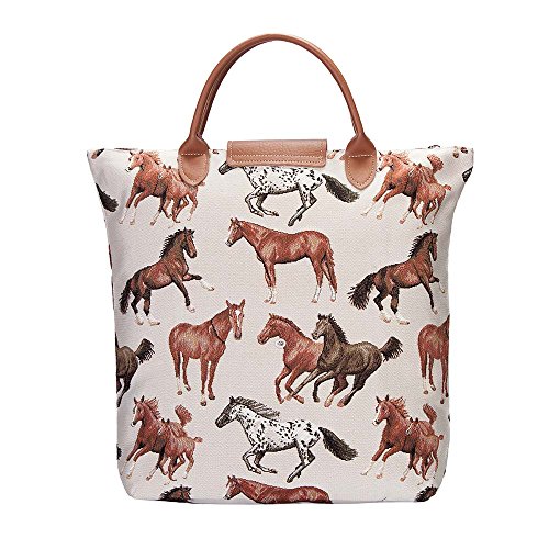 Signare Tapestry Foldable Tote Bag Reusable Shopping Bag Grocery Bag with Animal and Pet Design (Running Horse, FDAW-RHOR) - Image 4