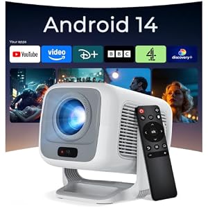 Smart Projector for Bedroom,Native 1080P FHD 4K Support Auto Focus&Keystone