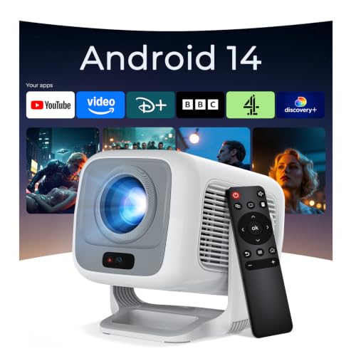 Smart Projector for Bedroom,Native 1080P FHD 4K Support Auto Focus&Keystone