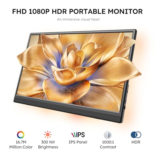 Image of Portable Monitor for Laptop FHD 15.6 inch 1080P Ultra-Slim USB-C&HDMI External Second Screen for Laptop Travel Monitor Dual Speaker-Screen Extender for PC /Mac /Phone /PS4 /5 /Xbox /Switch-VESA*2