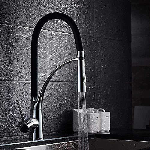Robinet simple de cuisine pour évier moderne mitigeur noir mat en laiton