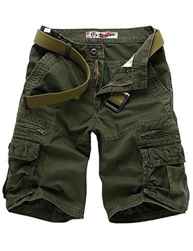 Bestgift Bermuda masculina estilo combate, 5 cores, Verde militar, G