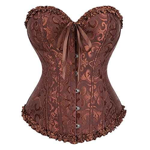 ShiyiUP - Corsé de encaje de raso, cinturón push-up, quema grasa de la cintura, A-marrón, X-Large