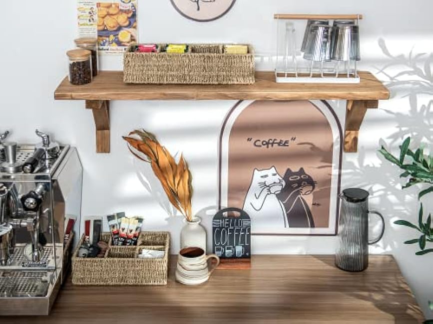 StorageWorks Small Wicker Basket for Organizing with 4-Section, Natural Seagrass Storage Baskets with Dividers for Pantry Shelves, 2-Pack