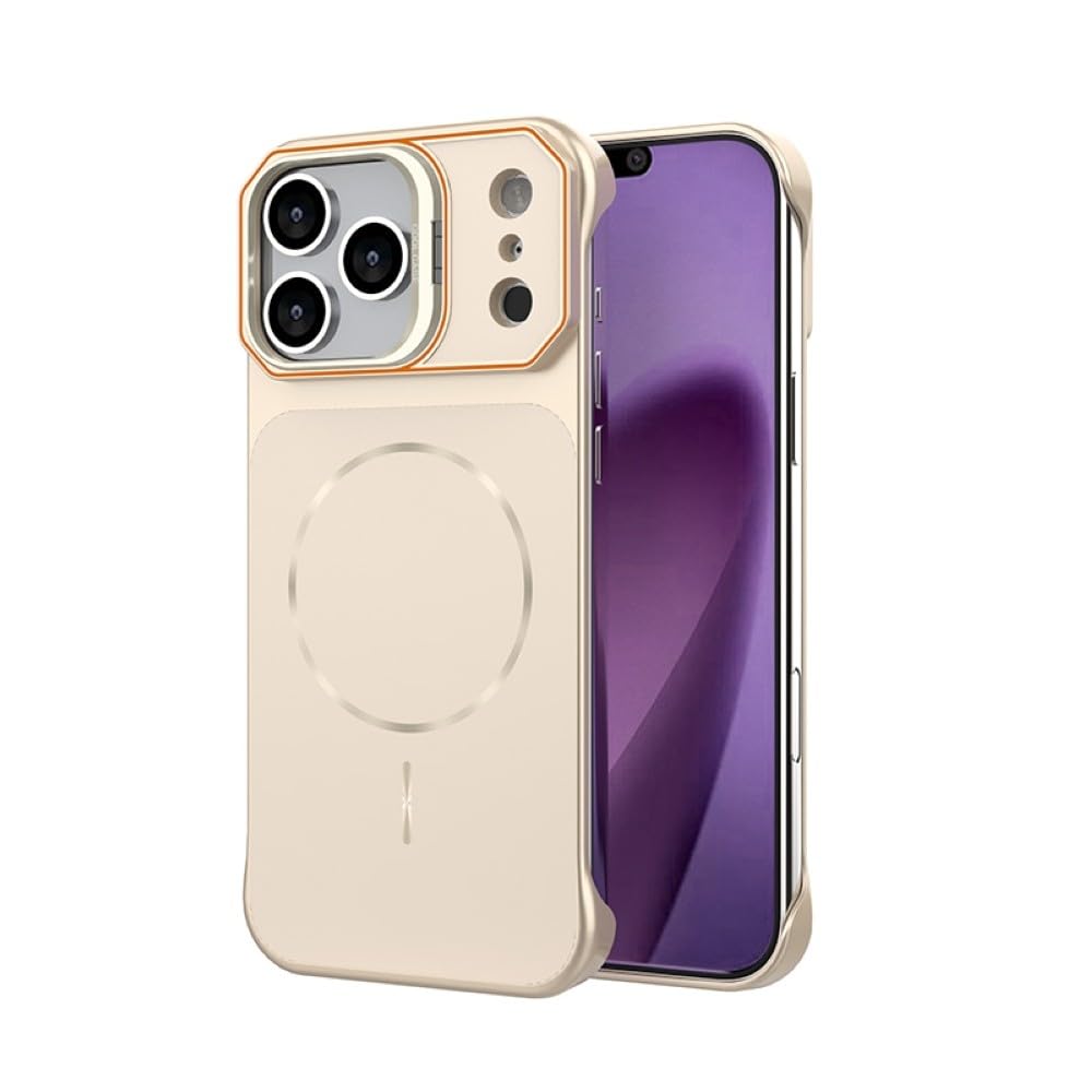 Generic Funda compatible con iPhone 14 Plus (color: dorado) Funda a prueba de golpes con lente de soporte, cubierta trasera sin marco