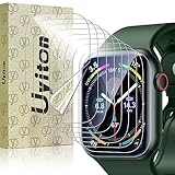 Uyiton Compatible con Apple Watch 4/5/6/SE 44mm Protector de Pantalla Sin Cristal, Militar Inteligente Reloj, Película iwatch 44mm Sin Burbujas, Antiarañazos Fácil de Instalar