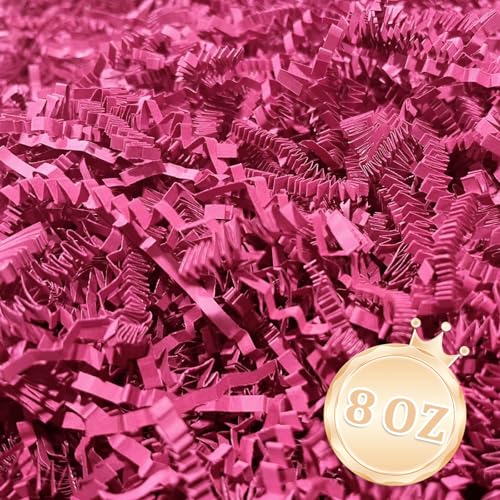 Image of Zankubom 1 /2LB Fuschia Crinkle Cut Paper Shred Filler Great for Gift Wrapping, Fuschia Basket Fillers, Birthday, Gift Wrapping, Anniversary, Valentine's Day Christmas Party Decor Filling Supplies