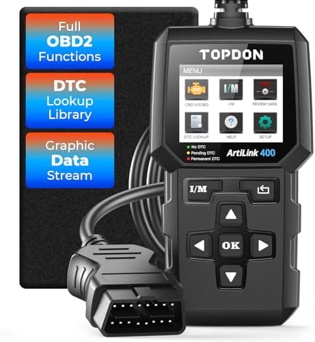 OBD2 Scanner TOPDON AL400, Full OBDII Code Reader, Check Engine Fault Scan Tool, Car Scanner with Read/Clear Codes, Freeze Frame, One-Click I/M, Diagnostic Scanner for DIYers, Free Lifetime Update