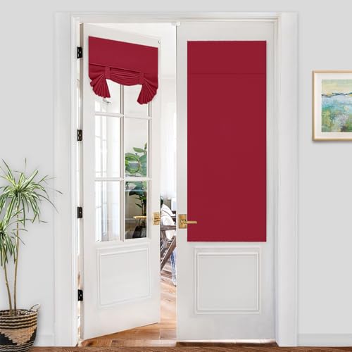 Rideau occultant Noël XWZO pour portes 26lo x 68h, rouge, 1 panneau