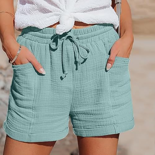 Bermuda Shorts for Women Wide Leg Linen Knee Length Summer Casual Long Shorts Loose High Waisted Pants with Pockets4