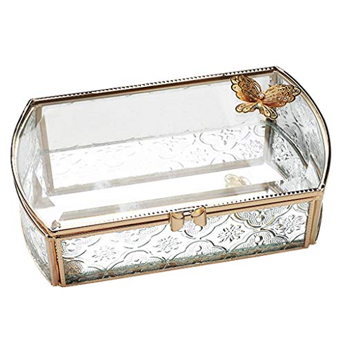 Boîte à bijoux en verre pour coiffeuse | Organisateur rétro chic