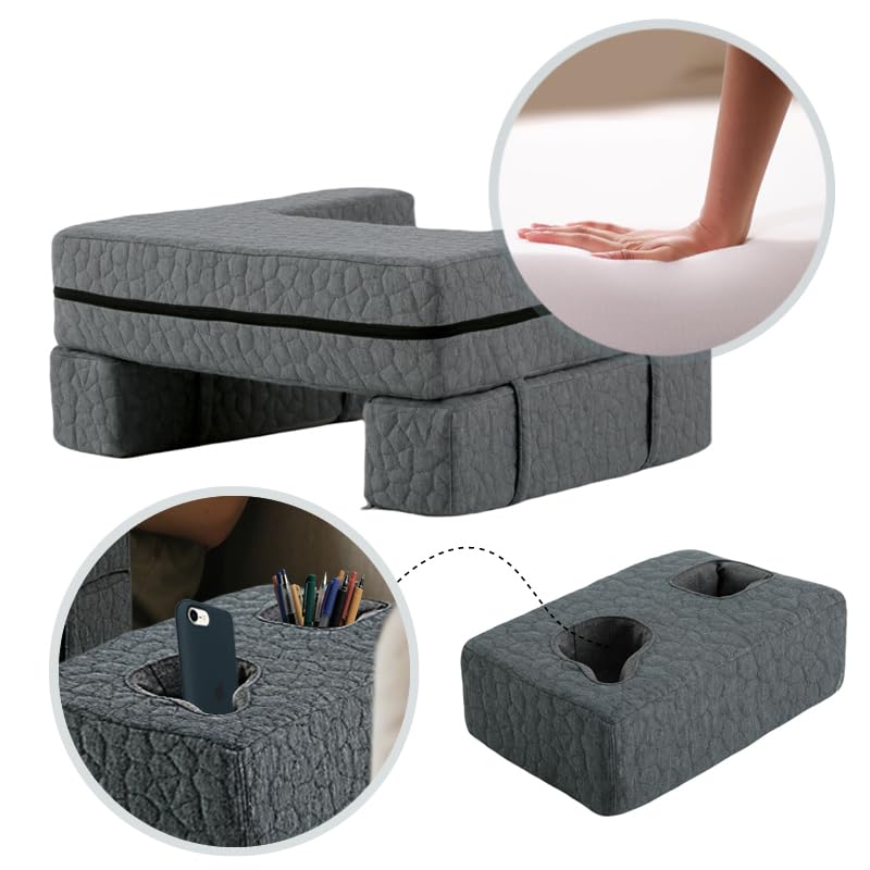 Image of Extra Large Reading & Gaming Pillow with Coaster, Lap Desk Pillow for Laptop for Adult, Memory Foam Bed Desk for Working, Gaming, Reading & Writing Laptop Desk for Couch Bed Floor