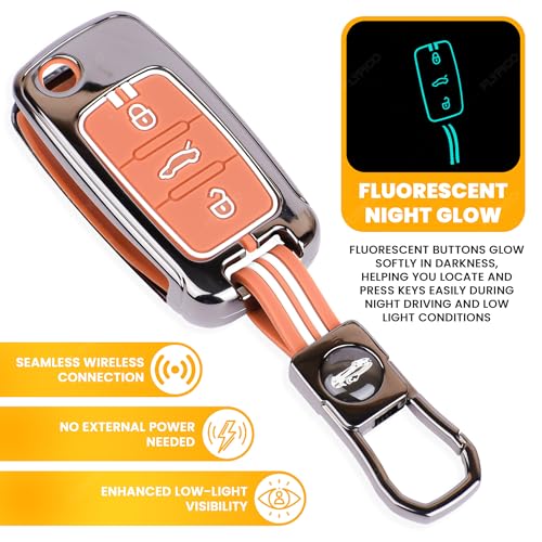 Image of Coll of Fest Premium Metal Key Cover Compatible with Volkswagen Polo | Vento | Jetta | Ameo | Passat | Skoda Rapid | Laura | Superb | Octavia | Fabia | Yeti | 3-Button Smart Flip Key