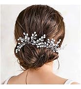 Yokawe Bridal Wedding Hair Pins Silver Rhinestone Bride Hairpin Crystal and Pearl Hair Accessorie...