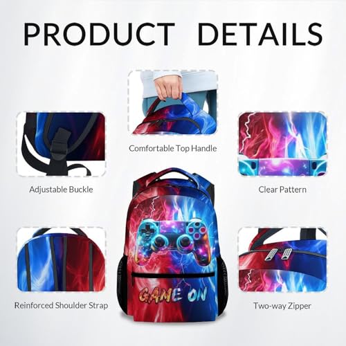 COZYAURA Kids Backpack Boys - Gamer Backpacks for School - 17 Inch Gaming Bookbag for Children - Cool Schoolbag for Elementary Primary4