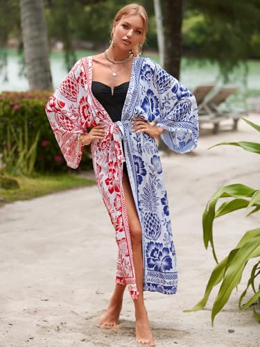 Image of IMAGEKOPE Kaftan for Women Plus Size Bathing Suit Cover up Batwing Dress Loose fit Moroccan Caftan mumu Dresses for Women
