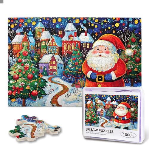 Weihnachtspuzzle, Weihnachtsmann-Dorf, 1000 Teile, Holzpuzzle für...