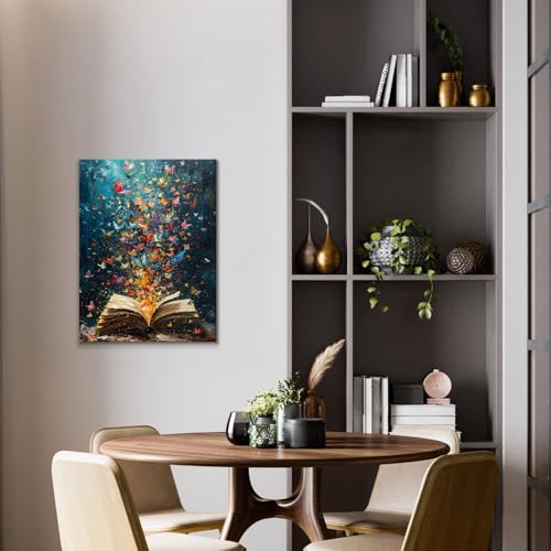 Dazzlewall Framed Colourful Butterfly Book Wall Art, Vintage Aesthetic Library Poster for Reading Room Living Room Decor 12x16 in - Cosy Home Interiors Dazzlewall Framed Colourful Butterfly Book Wall Art, Vintage Aesthetic Library Poster for Reading Room Living Room Decor 12x16 in - Image 3