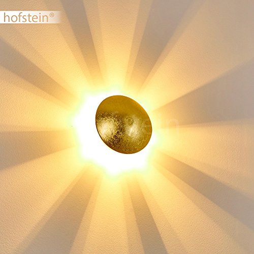 Wandlampe Mezia, runde Wandleuchte aus Metall in Gold mit Lichtspiel an der Wand, 1 x G9, Innenwandleuchte mit Strahlen-Effekt in Struktur-Gold-Optik, ohne Leuchtmittel
