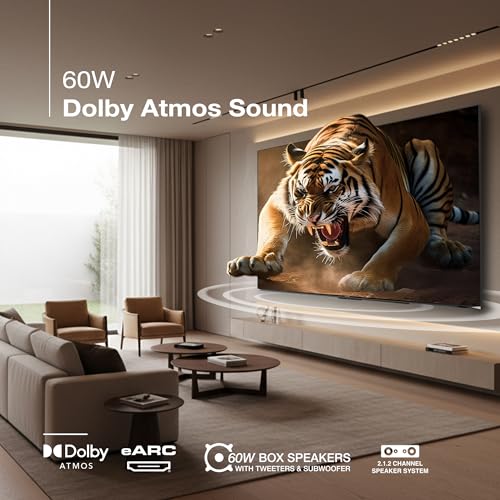 Image of SANSUI 254cm (100) 4K QLED+ Smart Google TV with Dolby Vision, HDR10+, Antiglare Display, 60W Dolby Atmos Sound with Subwoofer, 120Hz Refresh Rate, MEMC JSW100GSQLEDFF (Black)